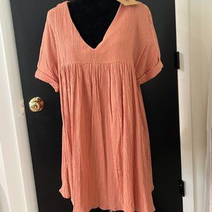 NWT Listicle babydoll ginger cotton gauze tunic short sleeve